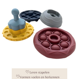 Siliconen UFO speelgoed met pop-it functie voor baby's - stimuleert tactiele ontwikkeling en fijne motoriek.