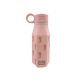 Siliconen drinkfles, roze met zeepaardjes. 